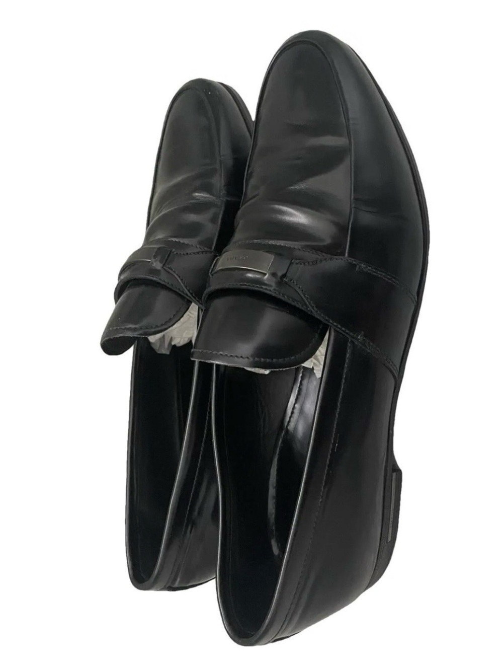Prada Black Leather Slip-On Loafers for Men